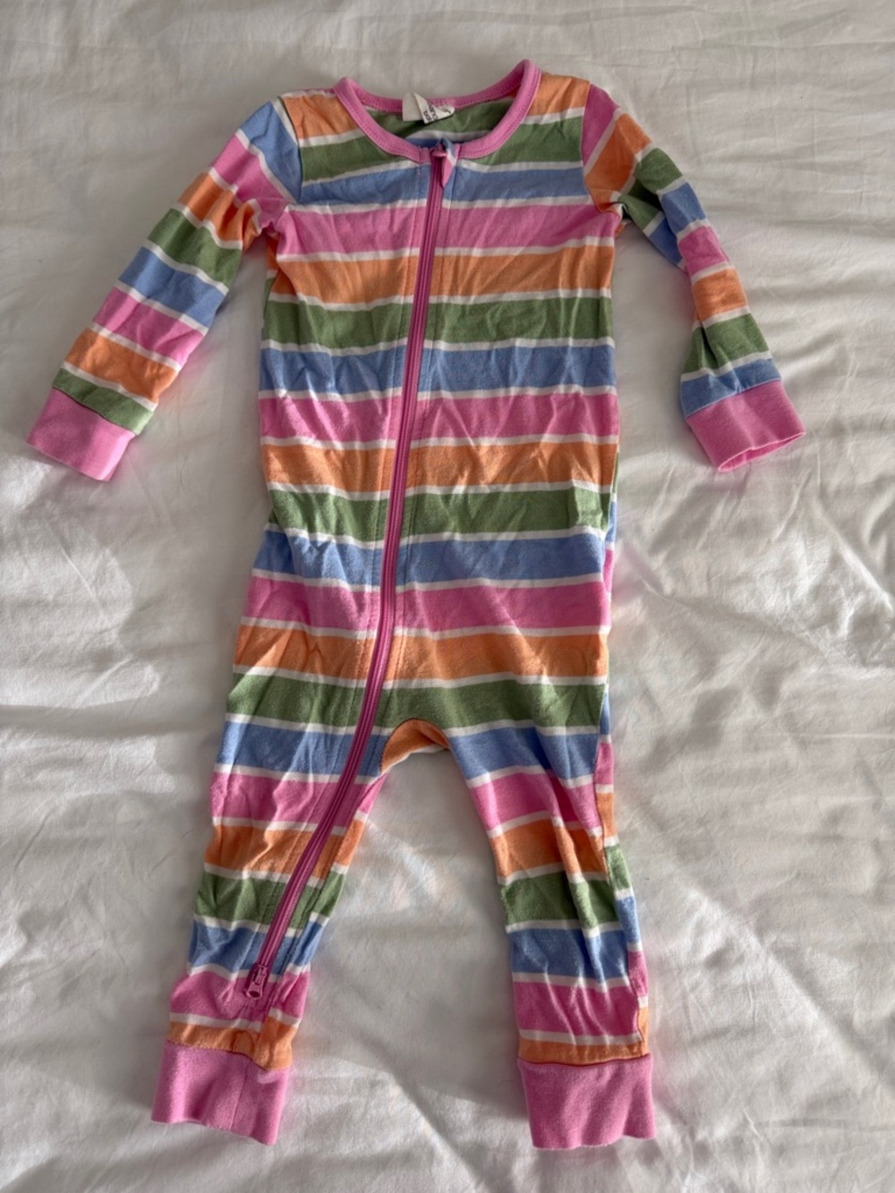 Kids Striped Zip One-Piece - Pink & Multicolor